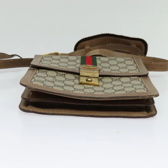 GUCCI GG Supreme Web Sherry Line Shoulder Bag PVC Beige Gold - Picture 8 of 16